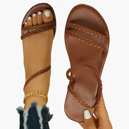 Sandales plates tressées femme – Style bohème chic pour l'été, confort au quotidien