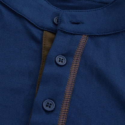 Maglietta uomo con scollo Henley stile informale maniche corte moda urbana