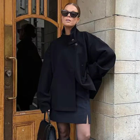 Manteau court à double boutonnage style élégant pour femme - Veste moderne mi-saison