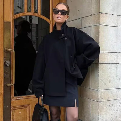 Manteau court à double boutonnage style élégant pour femme - Veste moderne mi-saison