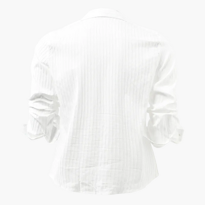 Camicia Uomo Elegante a Righe Stile Informale Raffinato – Maniche Lunghe e Colletto a Risvolto