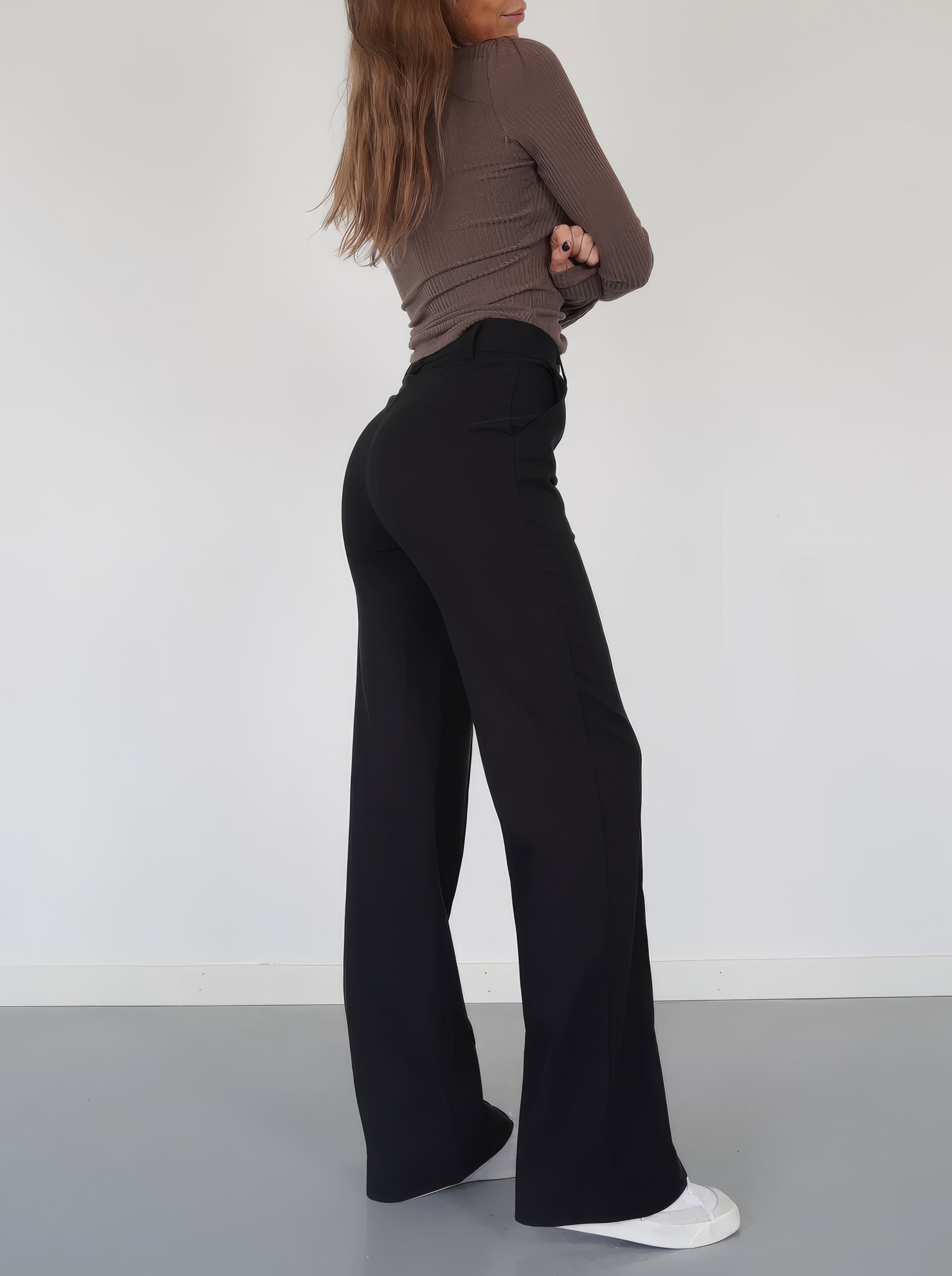 Pantalon à Taille Haute et à Jambes Larges