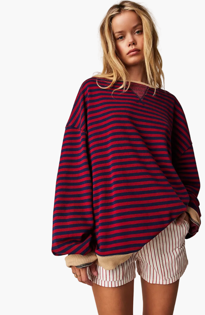 Losvallende gestreepte trui in ontspannen stijl voor dames - Modieuze stedelijke stijl