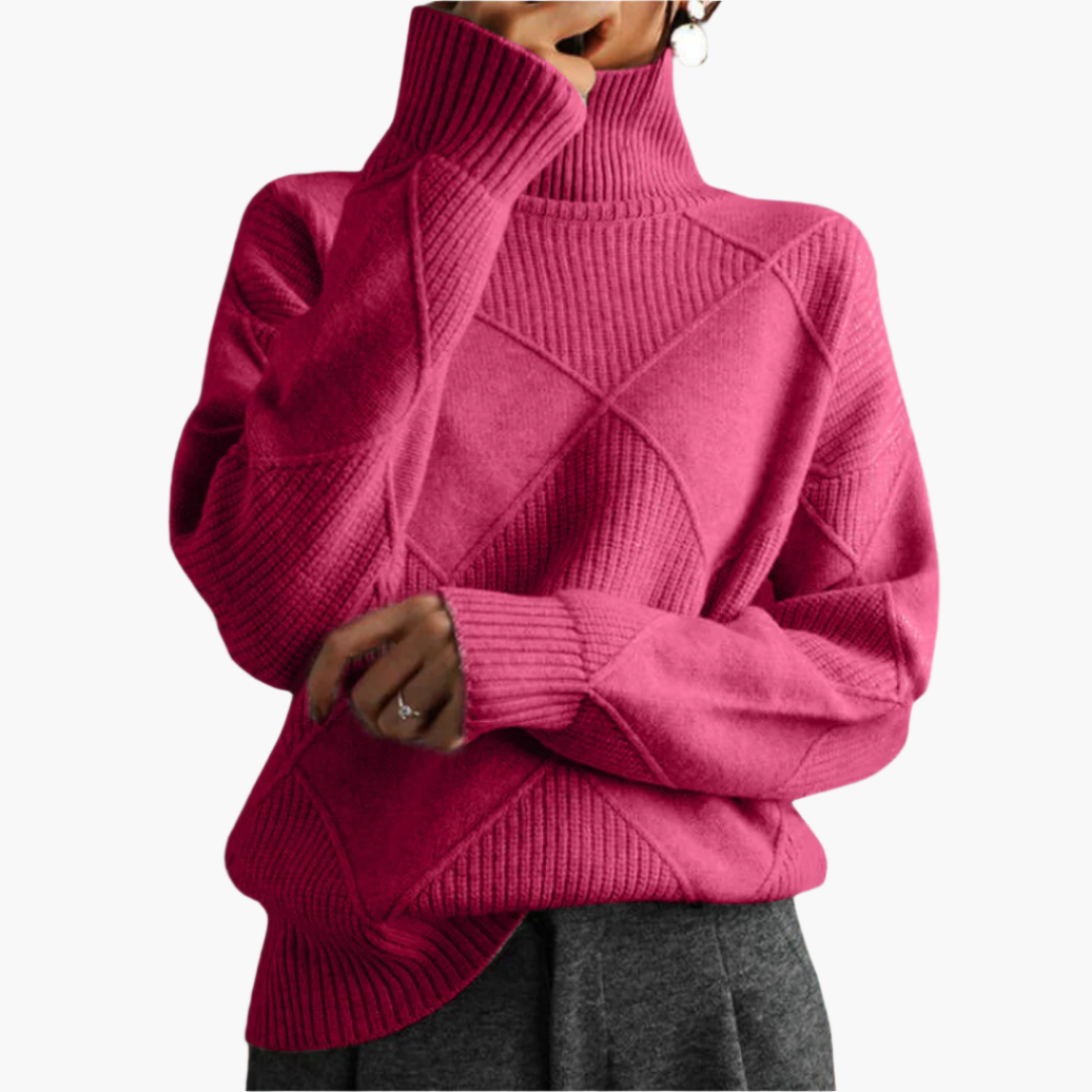 Pull-over Femme Style Décontracté Motif Losanges – Tricot Doux et Confortable pour Loisirs et Quotidien