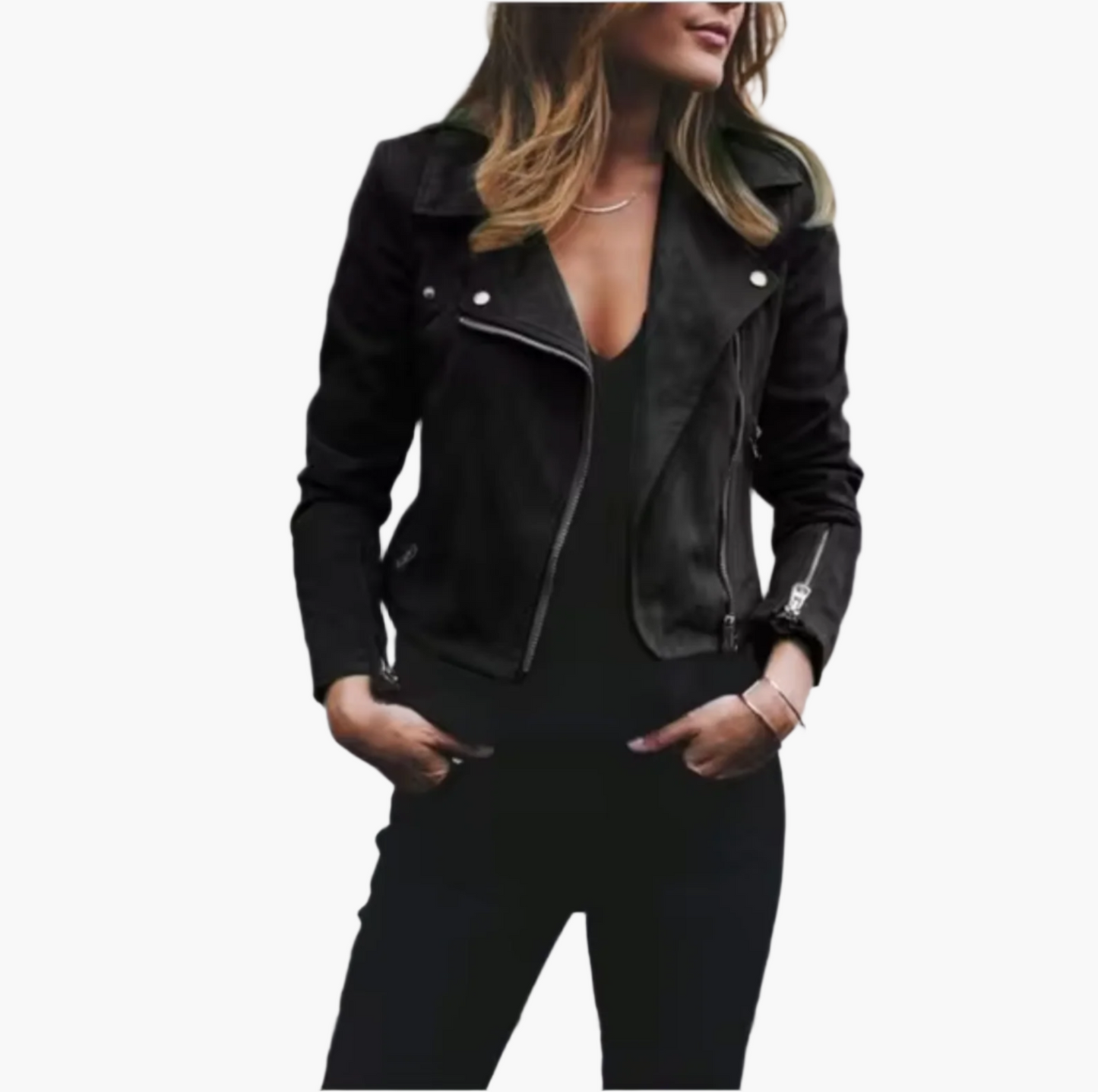 Veste Motard Femme Style Court Élégant pour Look Urbain et Tendance