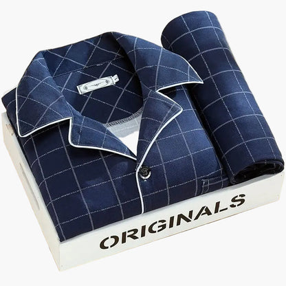 Pyjama Homme Élégant Motif Plumes – Ensemble Confort Nuit et Détente