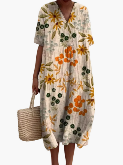 Casual summer dress for women, loose fit, bohemian floral style