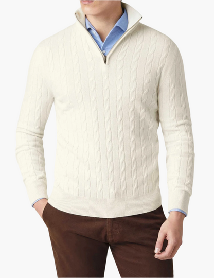 Pull zippé torsadé homme élégant style décontracté et professionnel