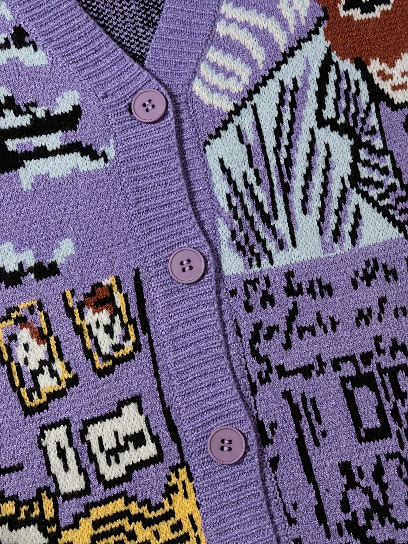 Cardigan décontracté homme style artistique avec motif portrait et paysage