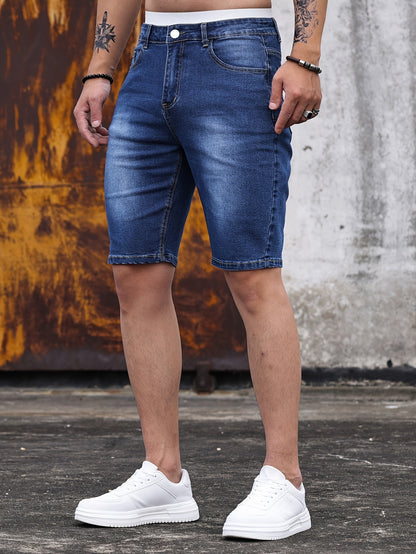 Short en jean décontracté pour homme, style skinny, idéal pour l'été et les loisirs