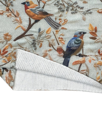 Pull Femme Style Élégant Imprimé Oiseaux Col Montant pour Automne Hiver