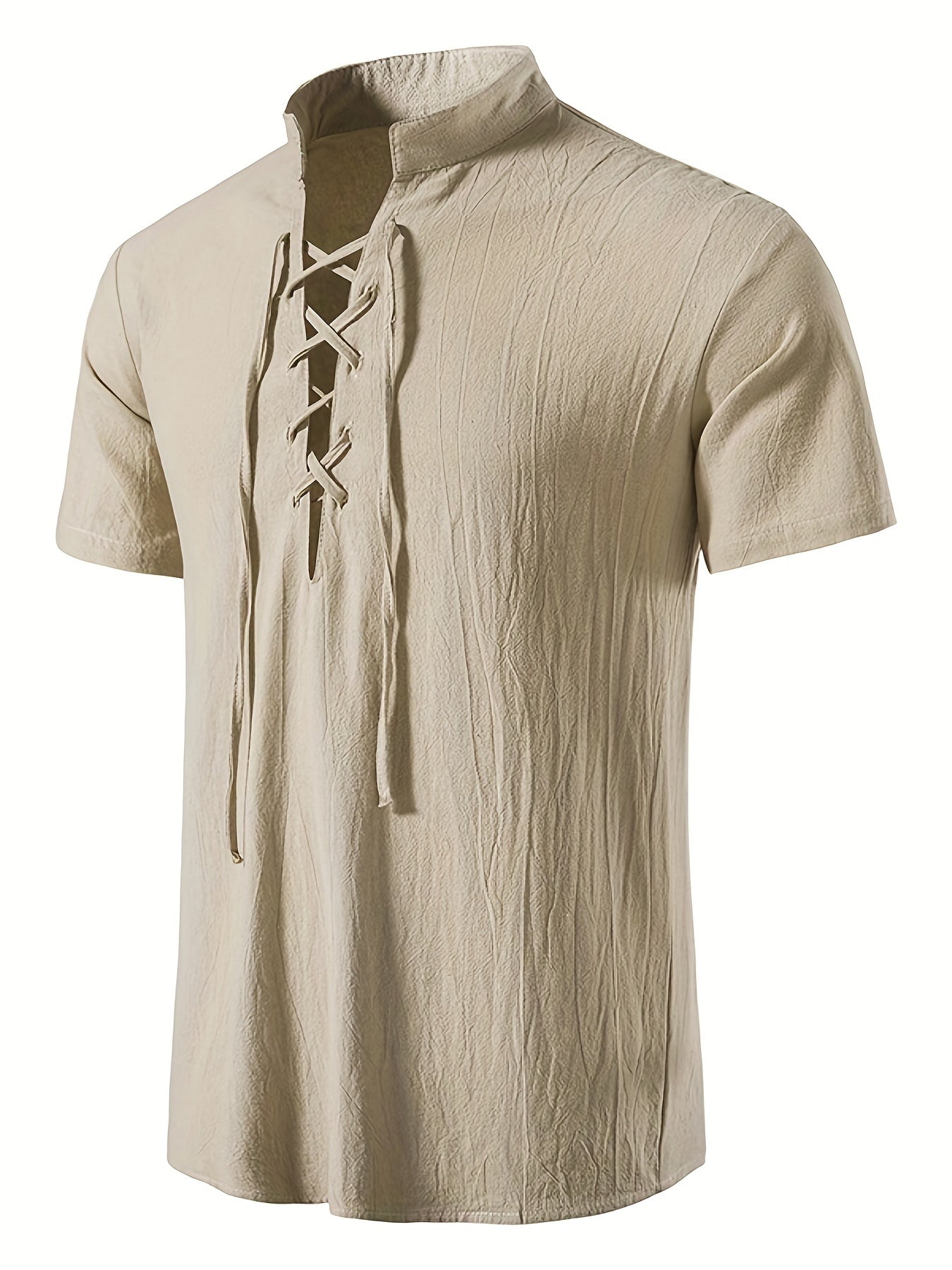 Camicia casual uomo maniche corte stile allacciato collo alla coreana per l'estate