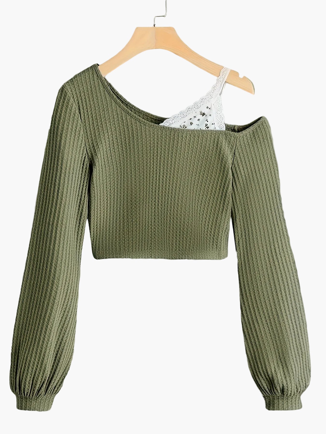 Women's short dress asymmetrical style with one shoulder exposed and lace detail – Trendy casual fashion