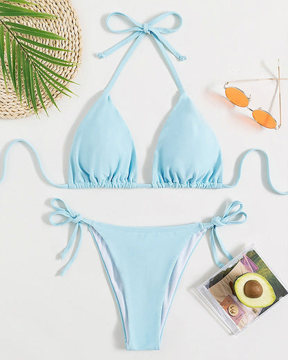 Leah – Maillot de bain bikini à nouer uni