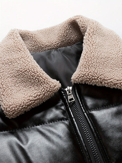 Blouson d'hiver homme style aviateur col mouton pour usage quotidien et urbain