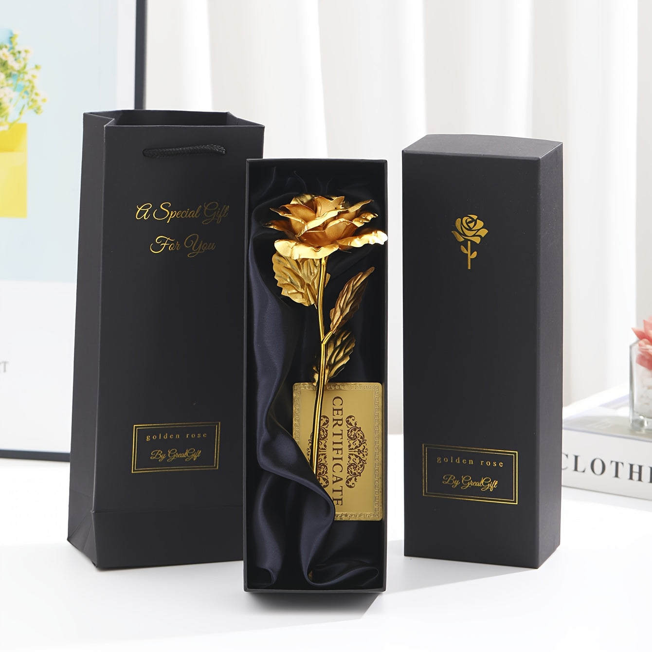 Rosa decorativa in confezione regalo – Idea regalo romantica per donna – Oggetto d’ornamento elegante