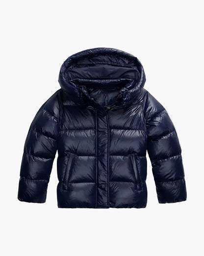 Sportieve donsjas voor dames met capuchon, ruime pasvorm voor koud weer