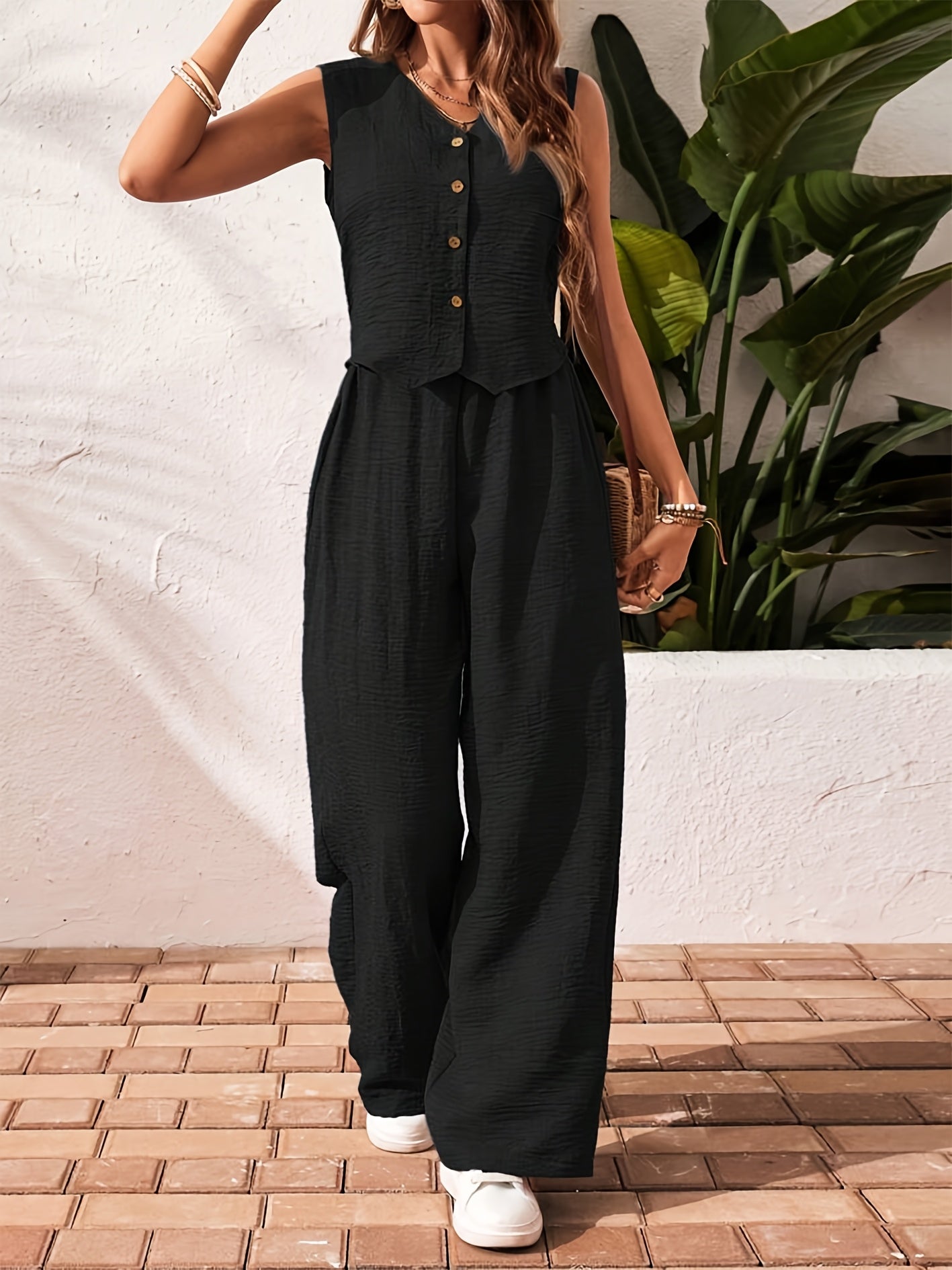 Elegant ærmeløs vestedragt til kvinder – Chic og afslappet look