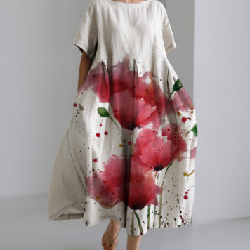 Sue – Robe de Mode Décontractée avec Impression 3D en Tissu Coton