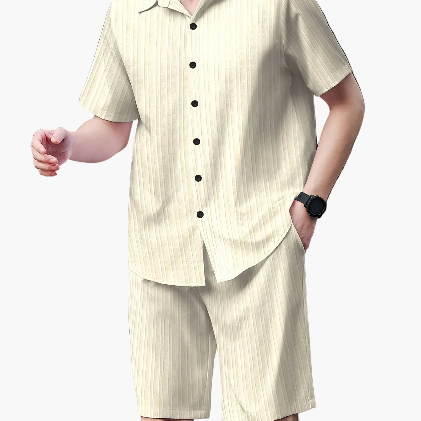 Ensemble décontracté estival pour homme, chemise à manches courtes et short, style urbain, idéal pour l'été
