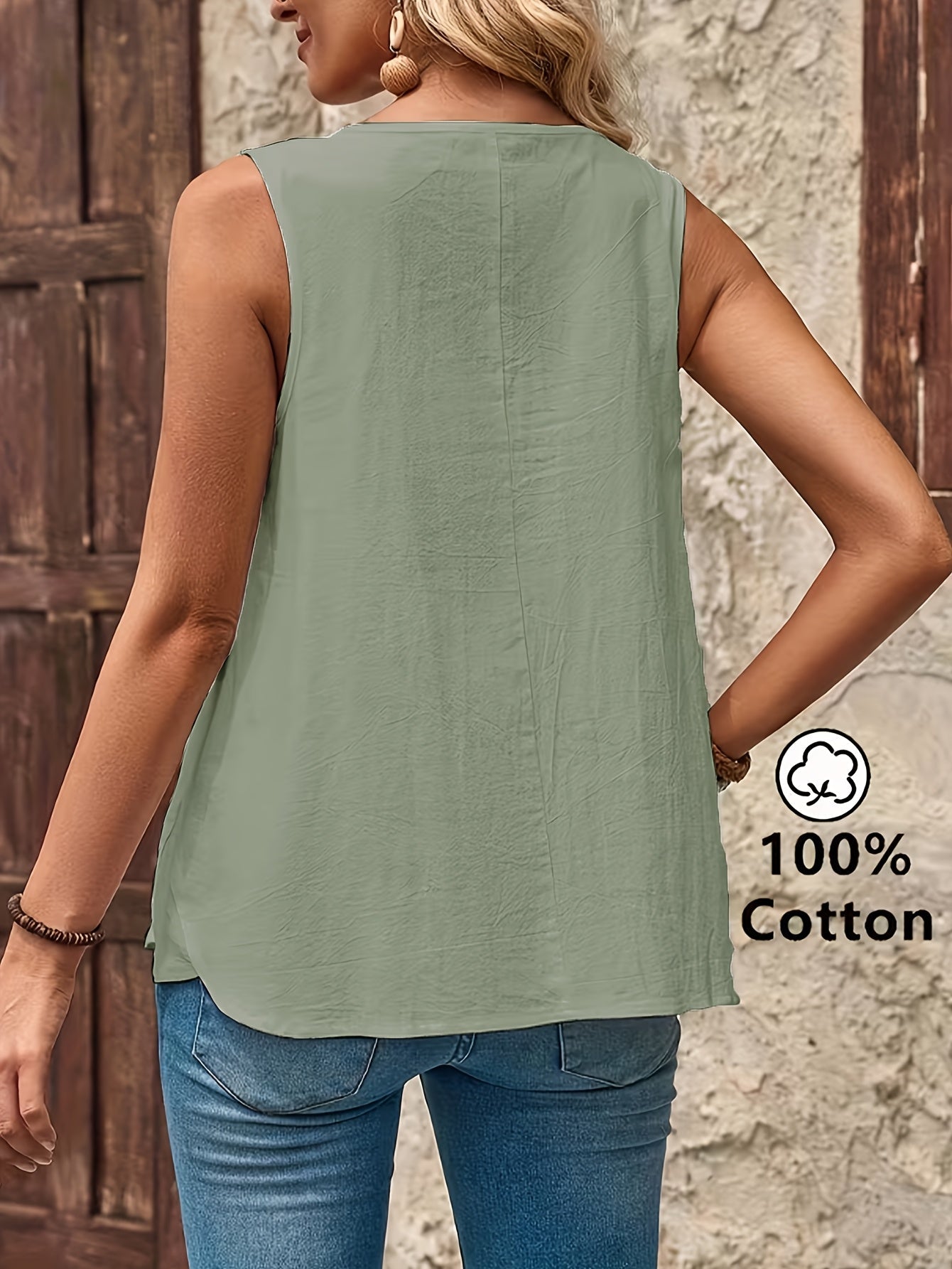 Débardeur décontracté femme sans manches style bohème chic pour l'été