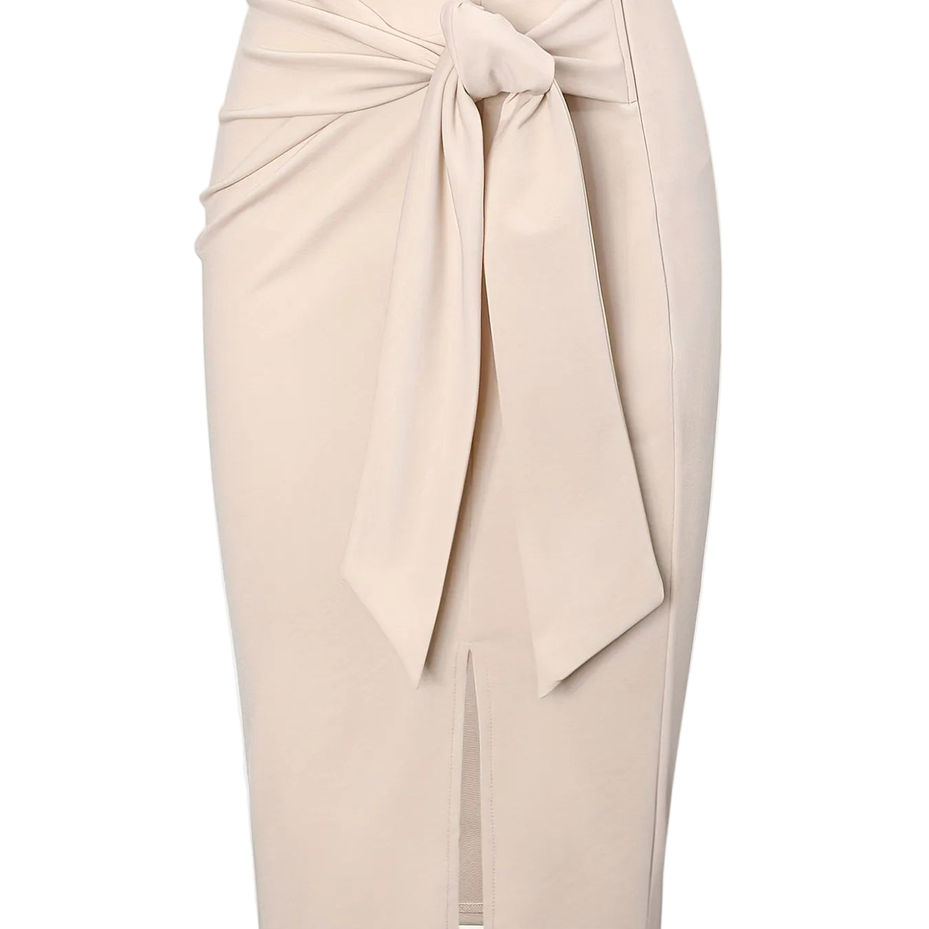 Jupe crayon élégante femme nouée à la taille, fente latérale, style bureau ou soirée