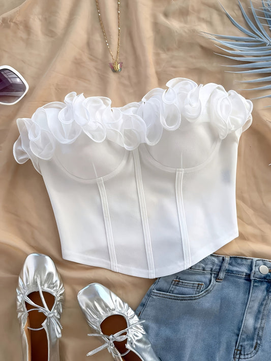Bustier elegante con volantes para mujer, estilo primavera/verano de noche