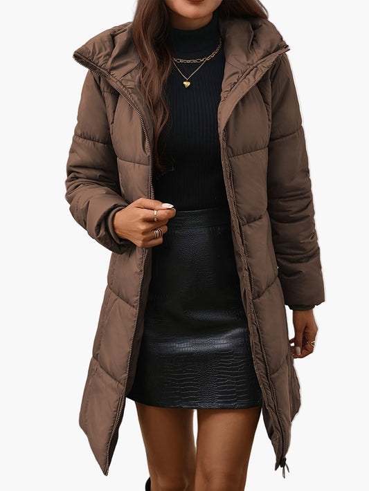 Manteau doudoune mi-longue femme style urbain pour l'hiver