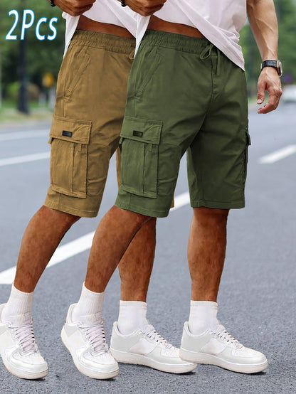 Shorts cargo décontractés pour homme 2 pièces, style urbain et polyvalent, idéals pour loisirs et activités extérieures
