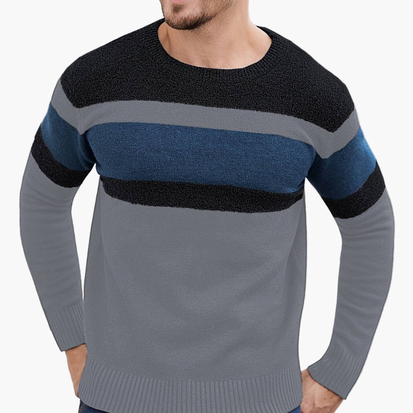 Pull à Rayures Style Décontracté pour Homme - Idéal Automne Hiver