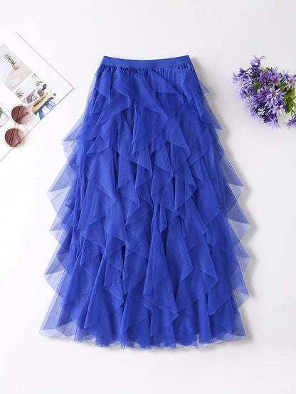 Jupe longue à volants style bohème pour femme, élégante et tendance, idéale pour occasions spéciales et looks romantiques