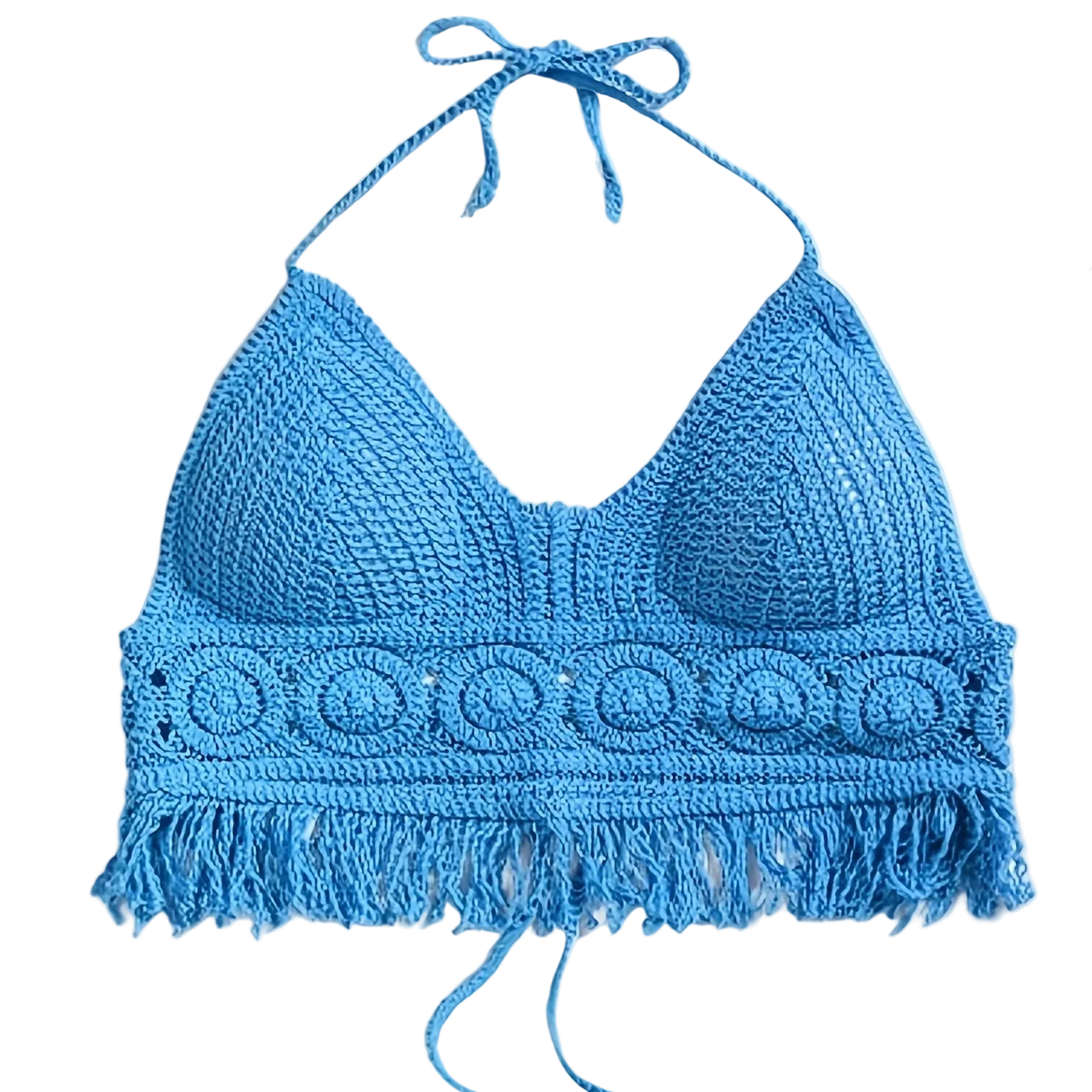 Top Femme Boheme Stil med Frynser til Sommer – Hæklet Rygfri Festivaltop