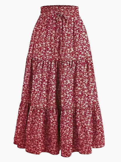 Jupe Longue Femme Élégante Taille Haute à Volants, Style Printemps Été, Idéale pour Loisirs et Sorties