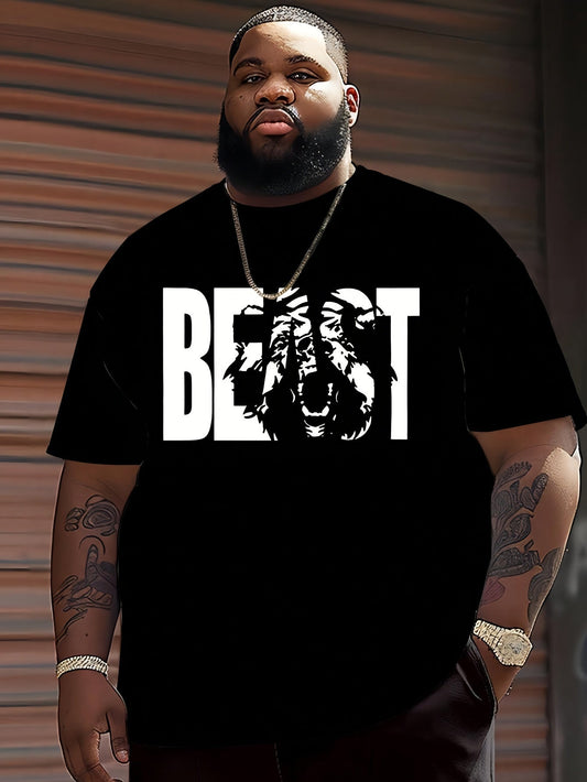 T-shirt uomo taglia grande stile urbano con stampa BEAST – Moda streetwear casual