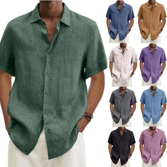 Chemise Décontractée Homme Style Japonais Manches Courtes Été