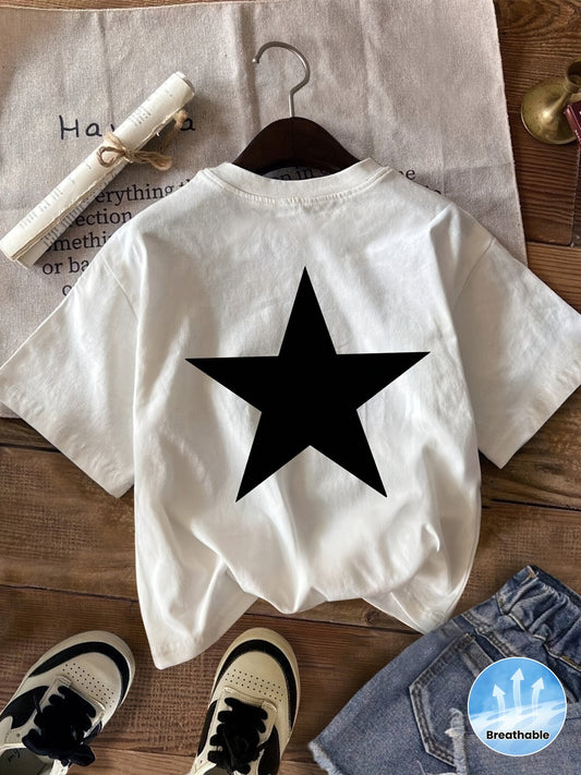 T-shirt unisexe style sportif avec étoile imprimée – idéal pour le printemps et l'été