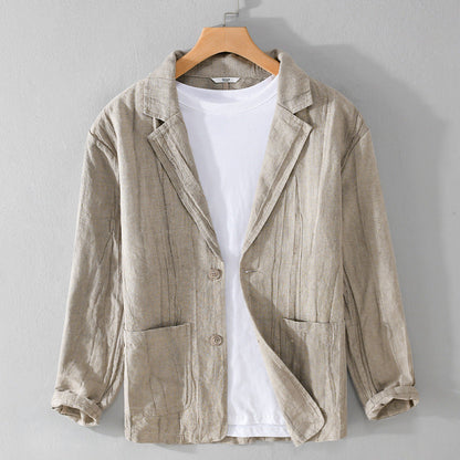 James – Veste de Costume Décontractée à Manches Courtes Rayées