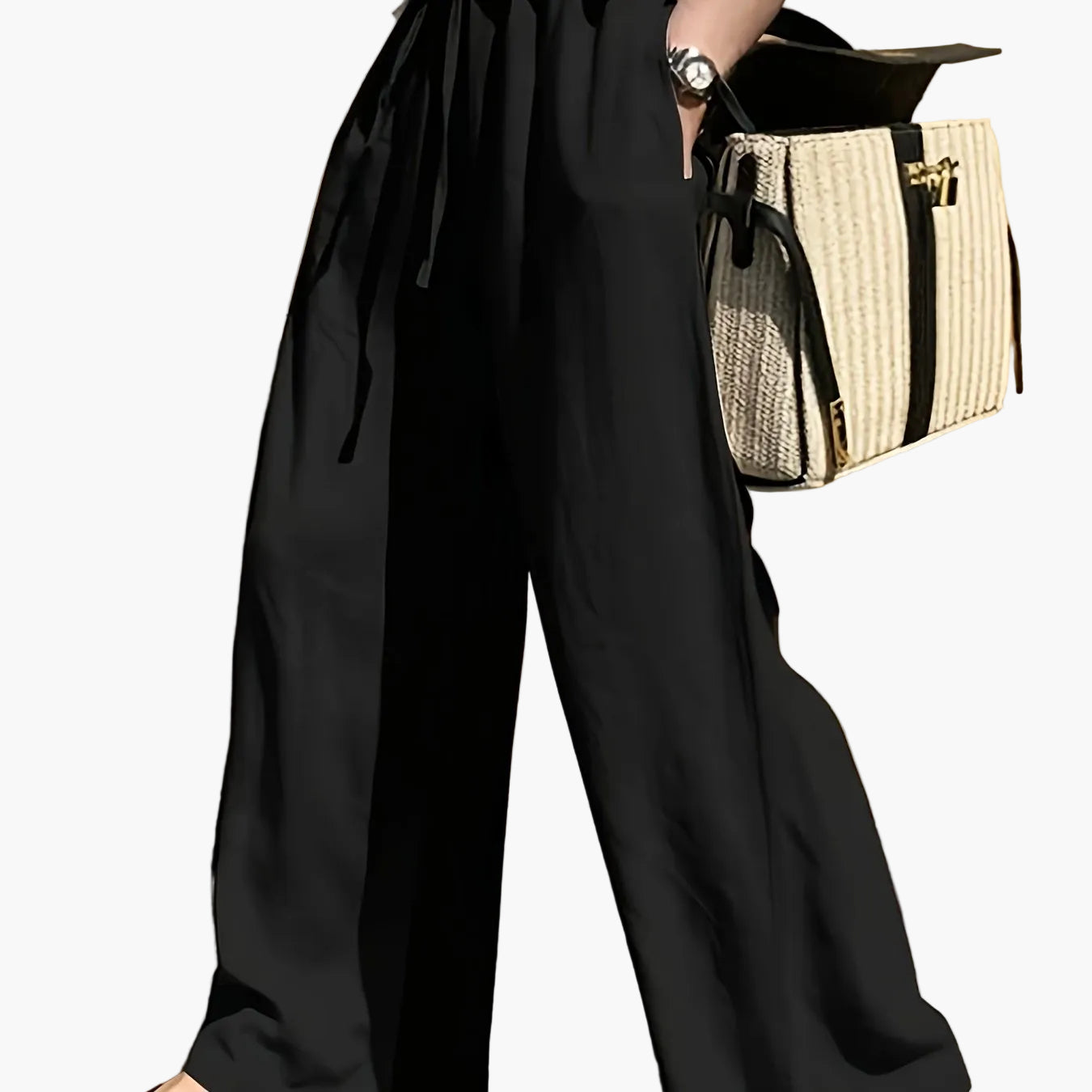 Pantaloni larghi donna stile casual chic con vita a coulisse – Ideali per primavera ed estate