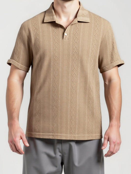 Casual herenpolo in retro gebreide stijl zomer grote maat