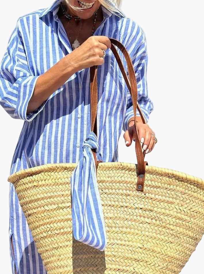 Elegant Striped Shirt Dress for Women Casual Stylish for Outings and Holidays