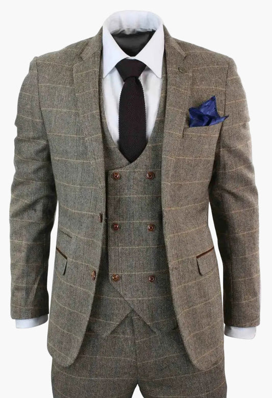 Costume Homme Trois Pièces Double Boutonnage Style Anglais Élégant et Polyvalent