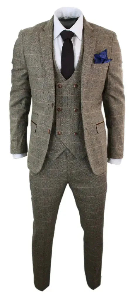 Costume Homme Trois Pièces Double Boutonnage Style Anglais Élégant et Polyvalent