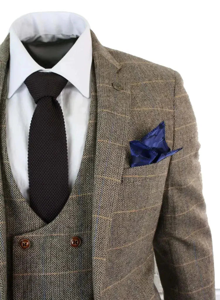 Costume Homme Trois Pièces Double Boutonnage Style Anglais Élégant et Polyvalent