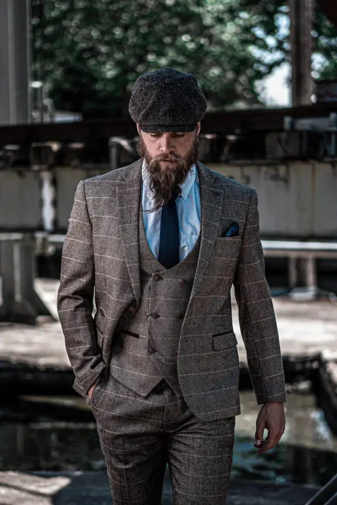 Costume Homme Trois Pièces Double Boutonnage Style Anglais Élégant et Polyvalent
