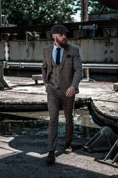 Costume Homme Trois Pièces Double Boutonnage Style Anglais Élégant et Polyvalent