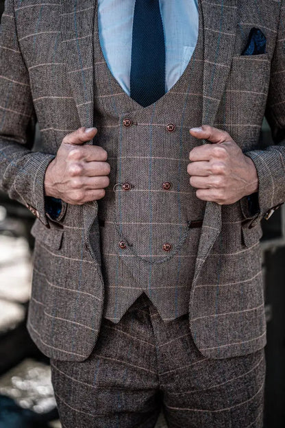 Costume Homme Trois Pièces Double Boutonnage Style Anglais Élégant et Polyvalent