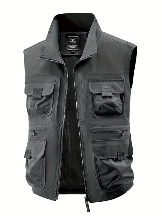 Gilet utilitaire sans manches pour homme style décontracté outdoor à poches multiples