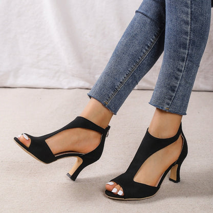 Claire – Sandales à Talons Hauts avec Fermeture Éclair et Bout Ouvert