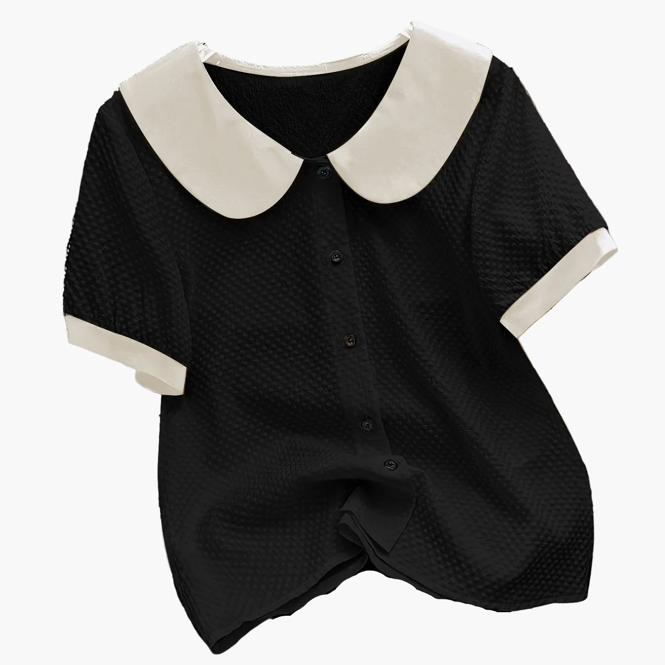 Chemisier élégant pour femme à col Claudine style rétro, manches courtes, idéal pour le bureau ou les sorties
