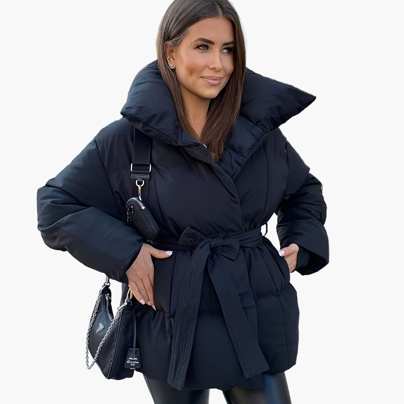 Veste matelassée ceinturée style décontracté pour femme – Idéale pour l’hiver et la mi-saison